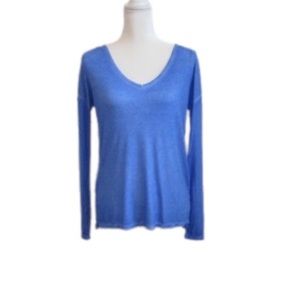 SO Ribbed V-neck Top With Cute Strappy Back Blue NWT